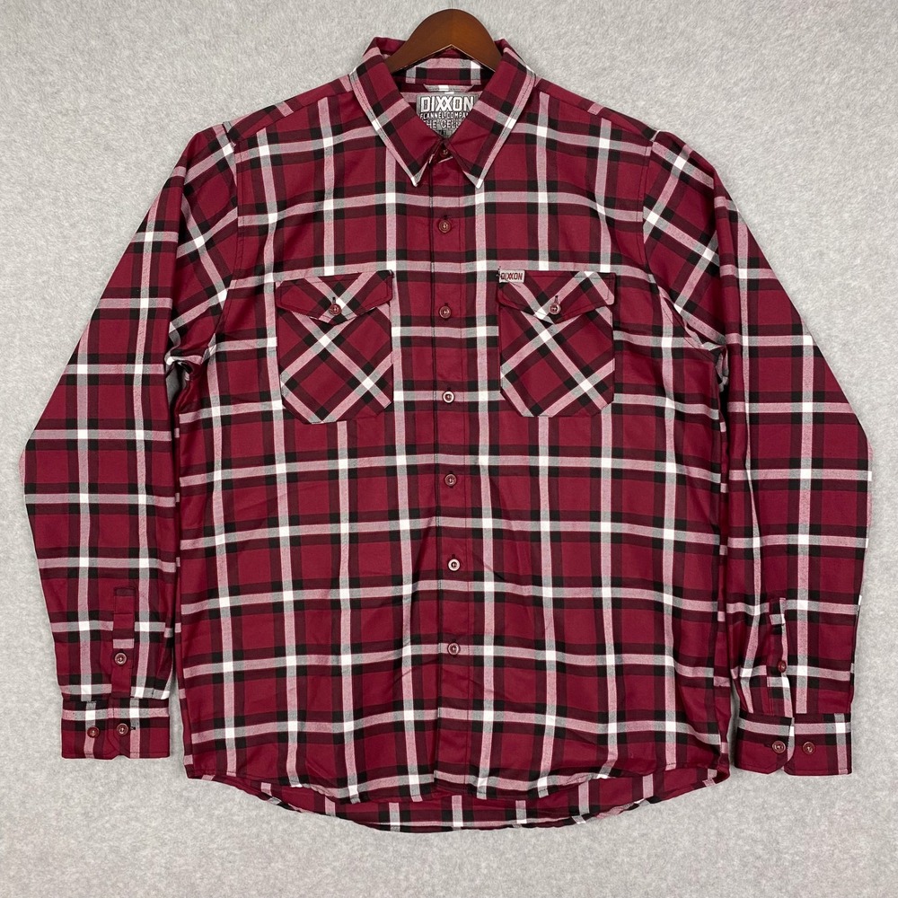 DIXXON Shirt Mens 2XT Red Plaid The Cellar Flannel Long Sleeve Button Up